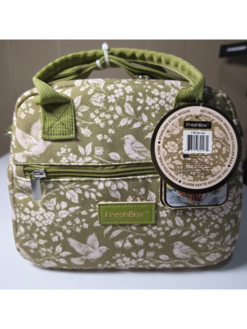 FreshBox Insulated Lunch Kit with Two Section Glass Bento and Stainless Steel Ut
